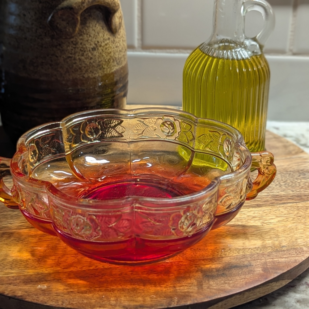 Amberina Glass Candy/Trinket Bowl